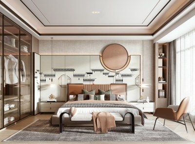 新中式卧室3D模型下载